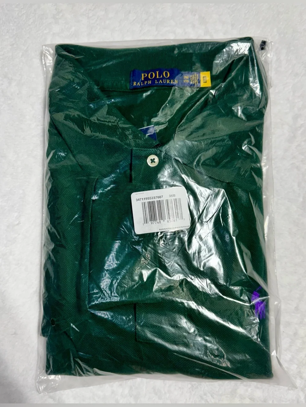 Polo Ralph Lauren Big 3X Green Solid Cotton Logo Short Sleeve